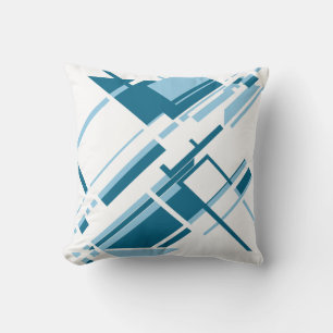 Turquoise Light Blue op White Geometric Diagonal Kussen