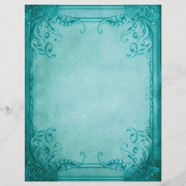 Turquoise Lijst Scrapbooking Craft Paper (Voorkant)