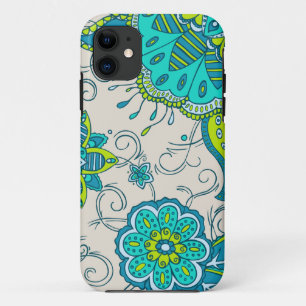 Turquoise & Lime Bloemen Case-Mate iPhone Case