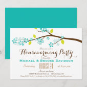 Turquoise, Lime Green, Bruin Huisverwarmende Parti Kaart (Voorkant / Achterkant)