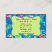 Turquoise Lime Green Modern Paisley Monogram Visitekaartje (Achterkant)