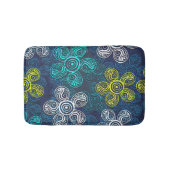 Turquoise Lime Green Retro Chic Floral Pattern Badmat (Voorkant)