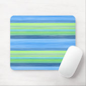 Turquoise Lime Green Waterverf Stripes Pattern Muismat (Met muis)