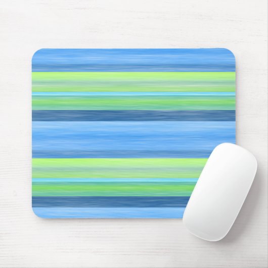 Turquoise Lime Green Waterverf Stripes Pattern Muismat (Met muis)