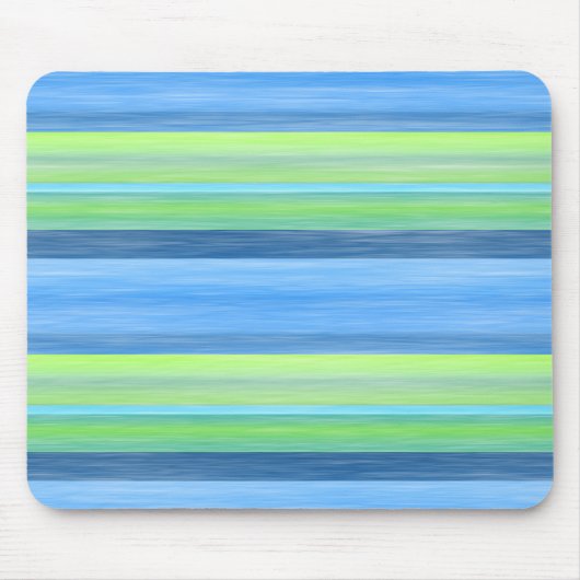 Turquoise Lime Green Waterverf Stripes Pattern Muismat (Voorkant)