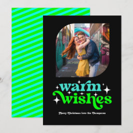 Turquoise & Lime Moderne Retro Kerst Foto Feestdagenkaart