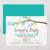 Turquoise, Limoen, Bruin Verjaardag Surprise Party Kaart (Voorkant / Achterkant)