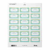 Turquoise & Limoen Chevron Eigendom van School ID Etiket (Full Sheet)