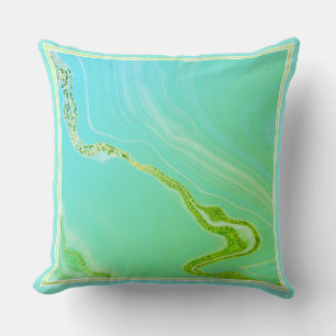 Turquoise, Limoen Faux Marble Sierkussen