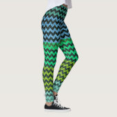 Turquoise Limoen Mint Chevron Modern Leather Leggings (Rechts)