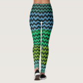 Turquoise Limoen Mint Chevron Modern Leather Leggings (Achterkant)
