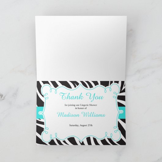 Turquoise Lingerie Party Hartelijk dank Kaart (Binnen)