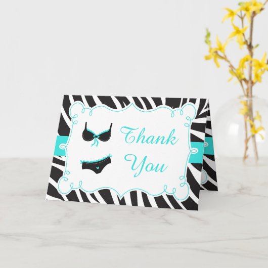 Turquoise Lingerie Party Hartelijk dank Kaart (Gele Bloem)