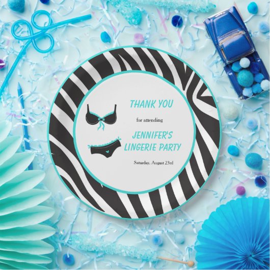 Turquoise Lingerie Party Hartelijk dank Papieren Bordje (Feest)