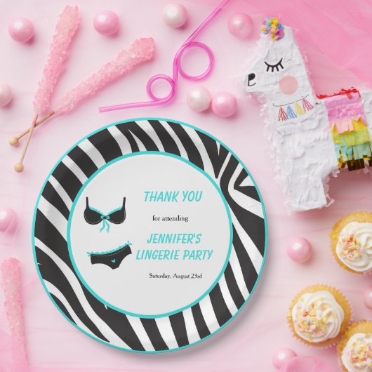 Turquoise Lingerie Party Hartelijk dank Papieren Bordje (Feest)