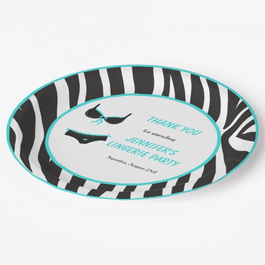 Turquoise Lingerie Party Hartelijk dank Papieren Bordje (Gekanteld)