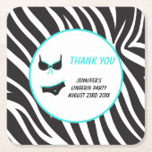 Turquoise lingeriefeest bedankt kartonnen onderzetters (Voorkant)