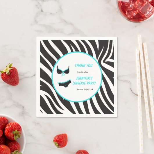 Turquoise lingeriefeest bedankt servet (Insitu)