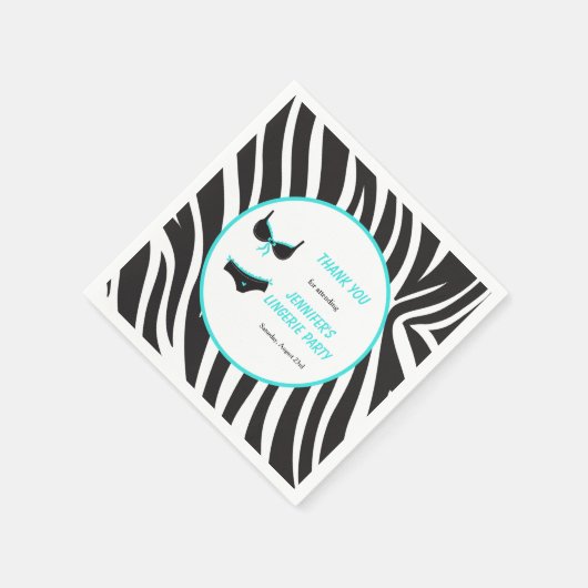 Turquoise lingeriefeest bedankt servet (Hoek)