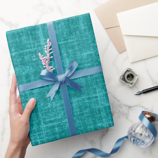 Turquoise Linnen Cadeaupapier (Geschenken)