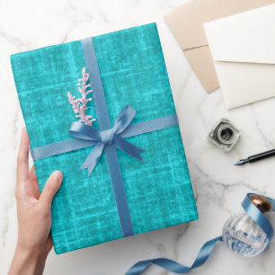 Turquoise Linnen Cadeaupapier