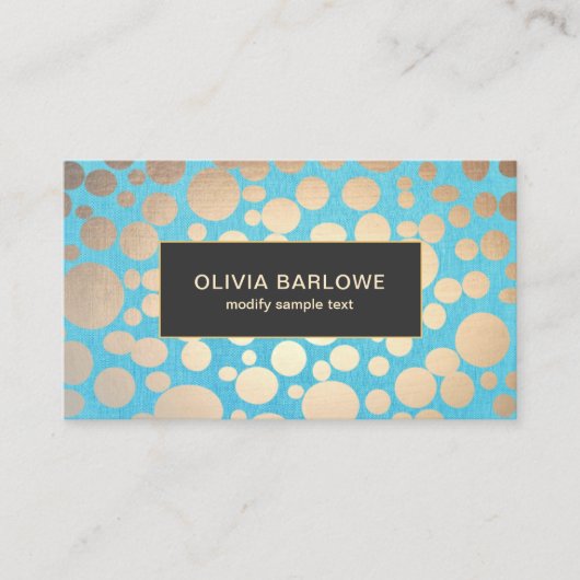 Turquoise linnen gouden cirkels kijken schoonheid  visitekaartje (Voorkant)