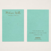 Turquoise linnen oorbel display houder visitekaartje (Voorkant /achterkant)