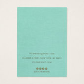 Turquoise linnen oorbel display houder visitekaartje (Achterkant)