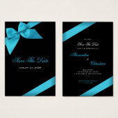 Turquoise lint bruiloft Bewaar de datum MiniCard Visitekaartjes (Voorkant /achterkant)