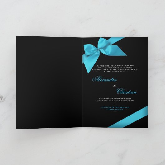 Turquoise lint bruiloft uitnodiging aankondiging (Binnen)