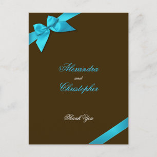 Turquoise lint op bruin Dank u Briefkaart