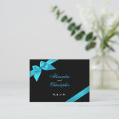 Turquoise lint RSVP minicard Informatiekaartje (Staand voorkant)