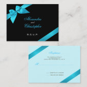 Turquoise lint RSVP minicard Informatiekaartje (Voorkant / Achterkant)
