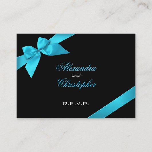 Turquoise lint RSVP minicard Informatiekaartje (Voorkant)