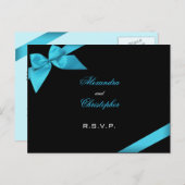 Turquoise lint RSVP Uitnodiging Briefkaart (Voorkant / Achterkant)
