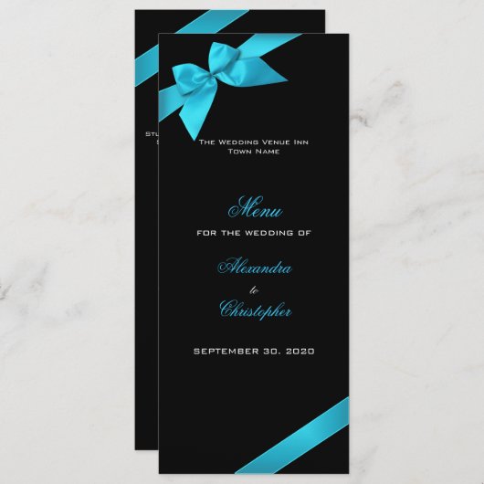 Turquoise Lint Trouwmenu Menu (Voorkant / Achterkant)