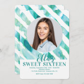 Turquoise linten foto uitnodiging (Voorkant / Achterkant)