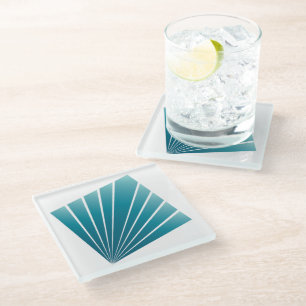 Turquoise linten glazen onderzetter
