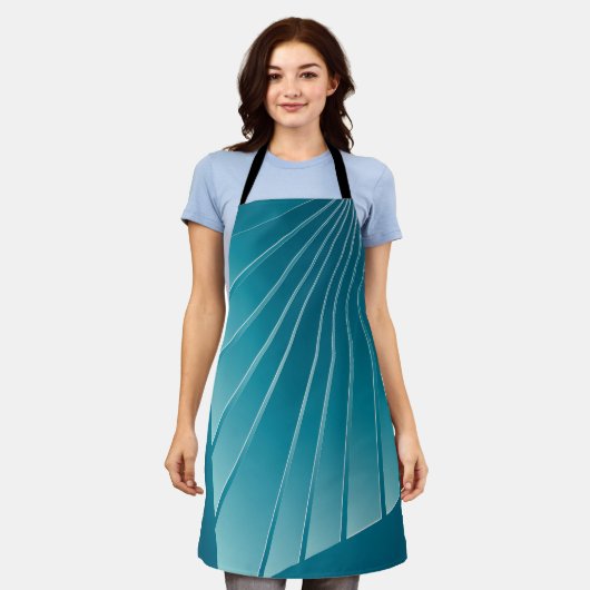 Turquoise linten schort (Gedragen)