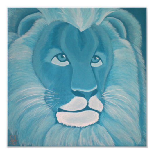 Turquoise Lion Print Foto Afdruk (Voorkant)