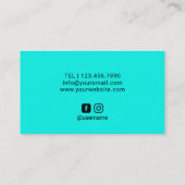 Turquoise Lips Makeup Artist Plain Black Salon Visitekaartje (Achterkant)