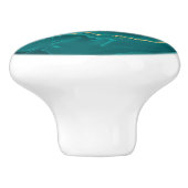 Turquoise liquid marble gold accent keramische knop (Zijkant)