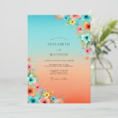 Turquoise Lively Tropical Wedding Kaart (Staand voorkant)