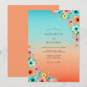Turquoise Lively Tropical Wedding Kaart (Voorkant / Achterkant)