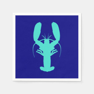 Turquoise Lobster op Navy Blue Servet