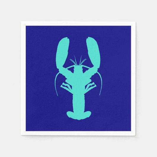 Turquoise Lobster op Navy Blue Servet (Voorkant)