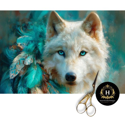 Turquoise Lodge Arctic Wolf Portrait Tissuepapier
