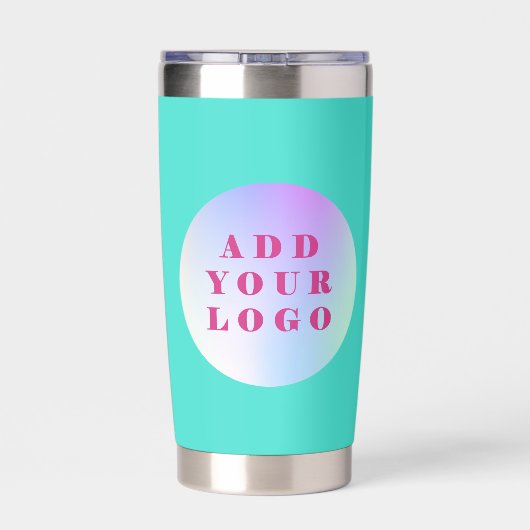 Turquoise logo zakelijk geïsoleerde drinkbeker (Achterkant)