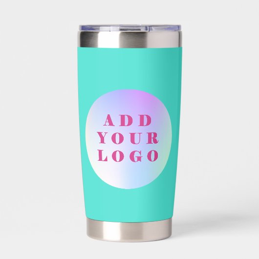 Turquoise logo zakelijk geïsoleerde drinkbeker (Voorkant)