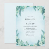 Turquoise Loof Eucalyptus Bruiloft Kaart (Voorkant / Achterkant)